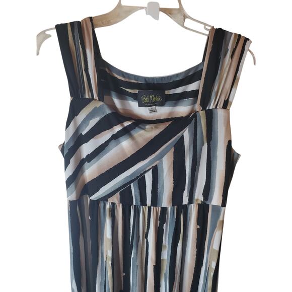 Bob Mackie Striped Square Neck Maxi Dress, Small - Picture 2 of 6